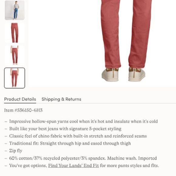 lands end jeans $74 nautical red mens pants 42 x 32 2x  2xl casual chinos  new - Picture 4 of 4